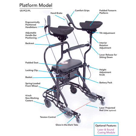 In-Step Mobility U-Step Neuro Platform Walker w/ Laser