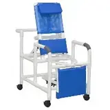 MJM International PVC RECL Shower Chair W/ Blue Fabric