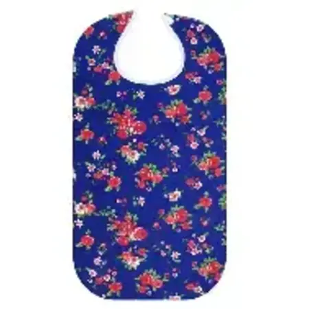 Reusable Adult Bib Blue Rose With Catch
