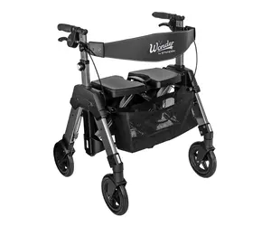 Bariatric EZ Fold-N-Go Rollator Black Walnut - Lindsey Medical Supply