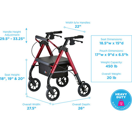 Nova Ortho-Med, INC. STAR Heavy Duty Petite rollator, 450 lbs