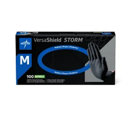 Medline Industries VersaShield Black Nitrile Gloves Medium