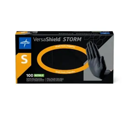 Medline Industries VersaShield Black Nitrile Gloves Small