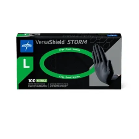 Medline Industries VersaShield Black Nitrile Gloves Large