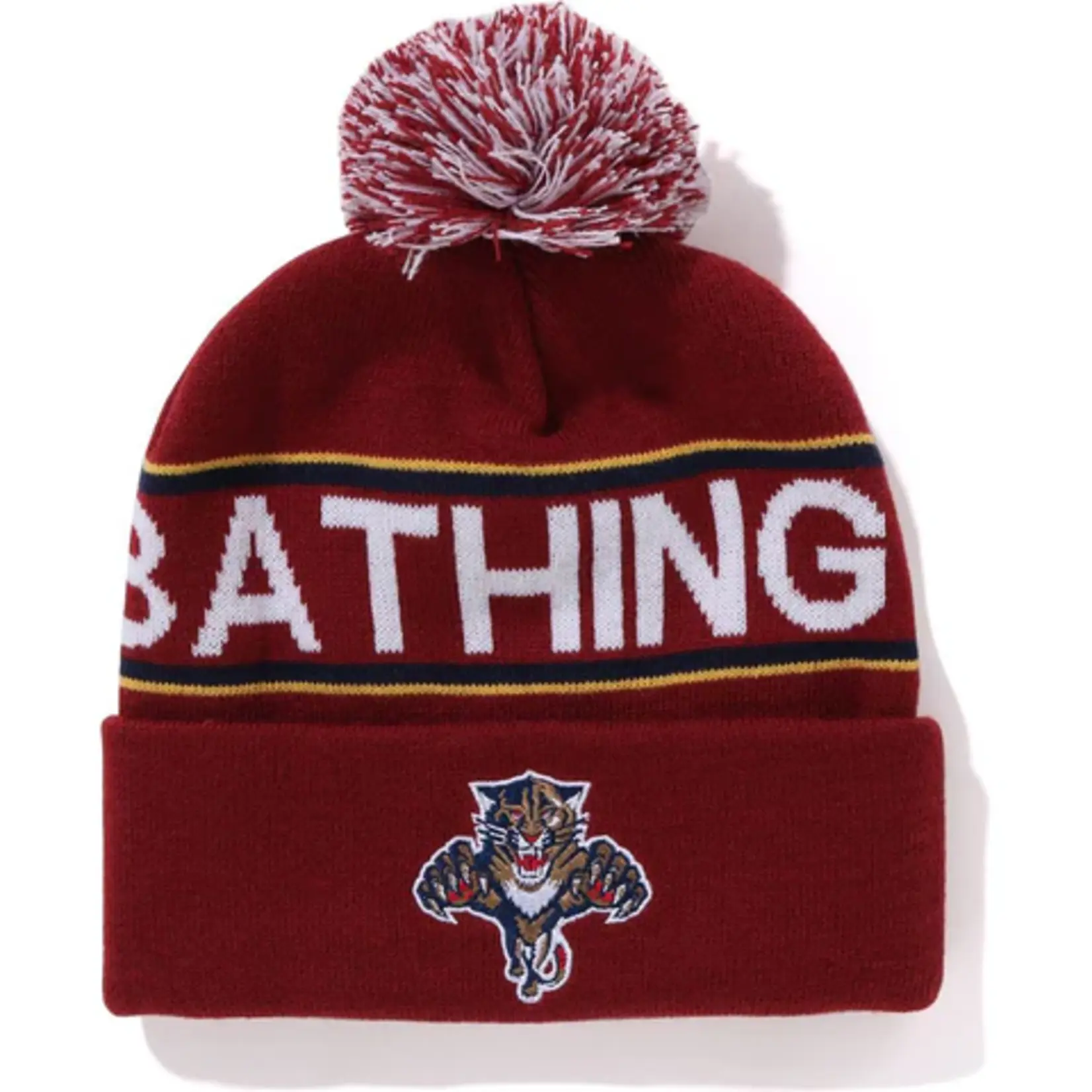 Bape BAPE x Mitchell & Ness NHL Pom Beanie Burgundy