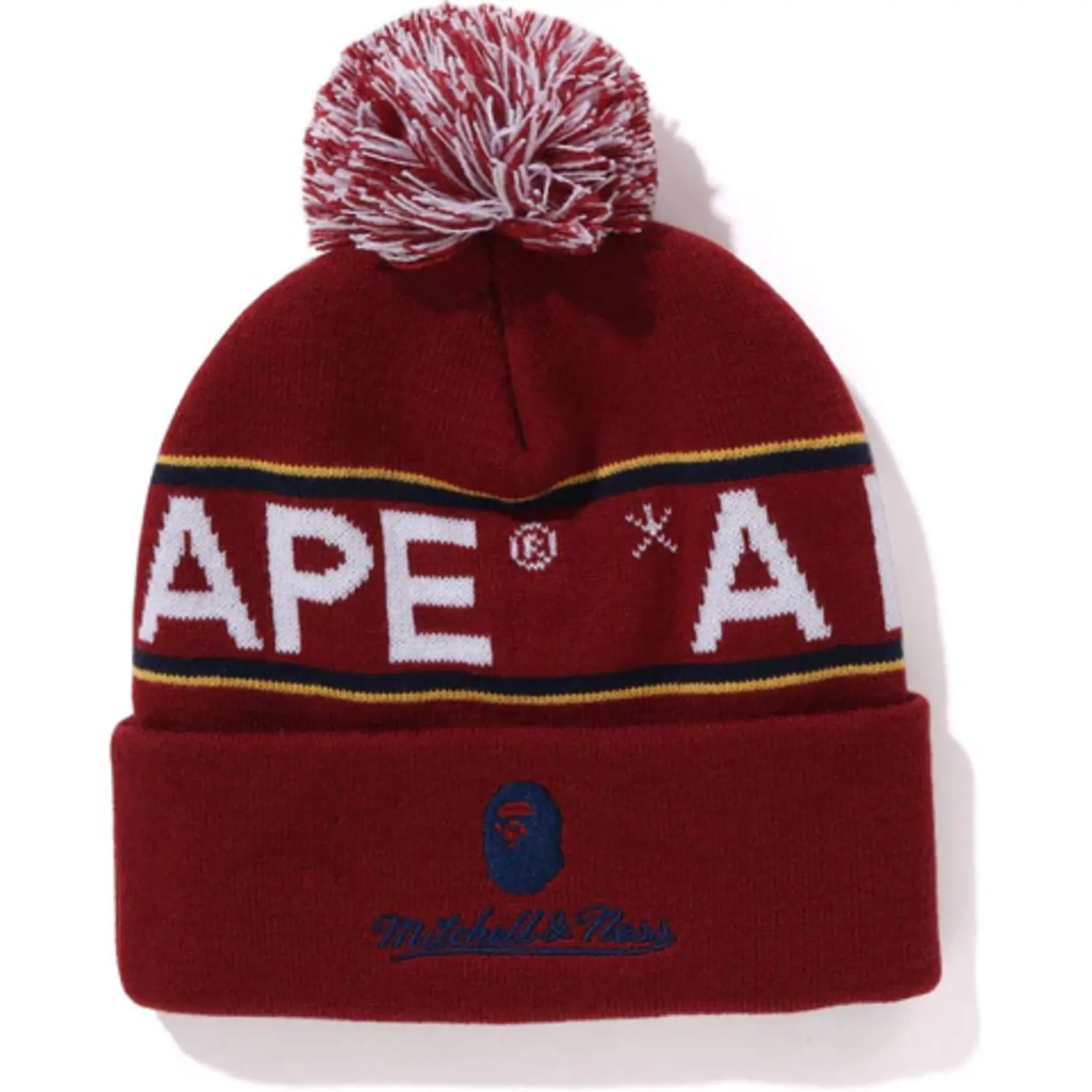 Bape BAPE x Mitchell & Ness NHL Pom Beanie Burgundy