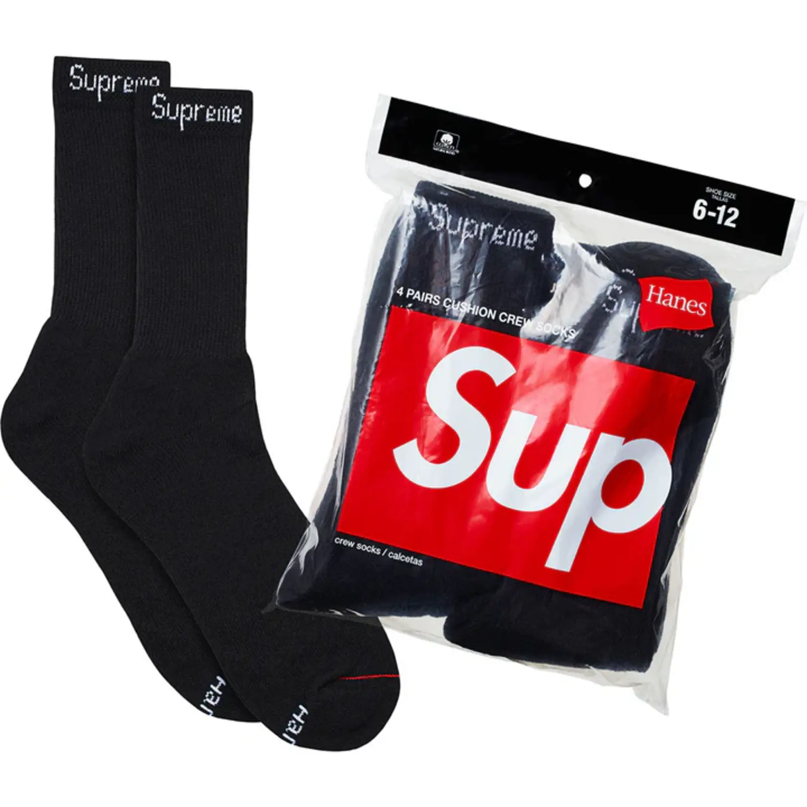 Supreme Supreme Hanes Crew Socks (4 Pack) Black