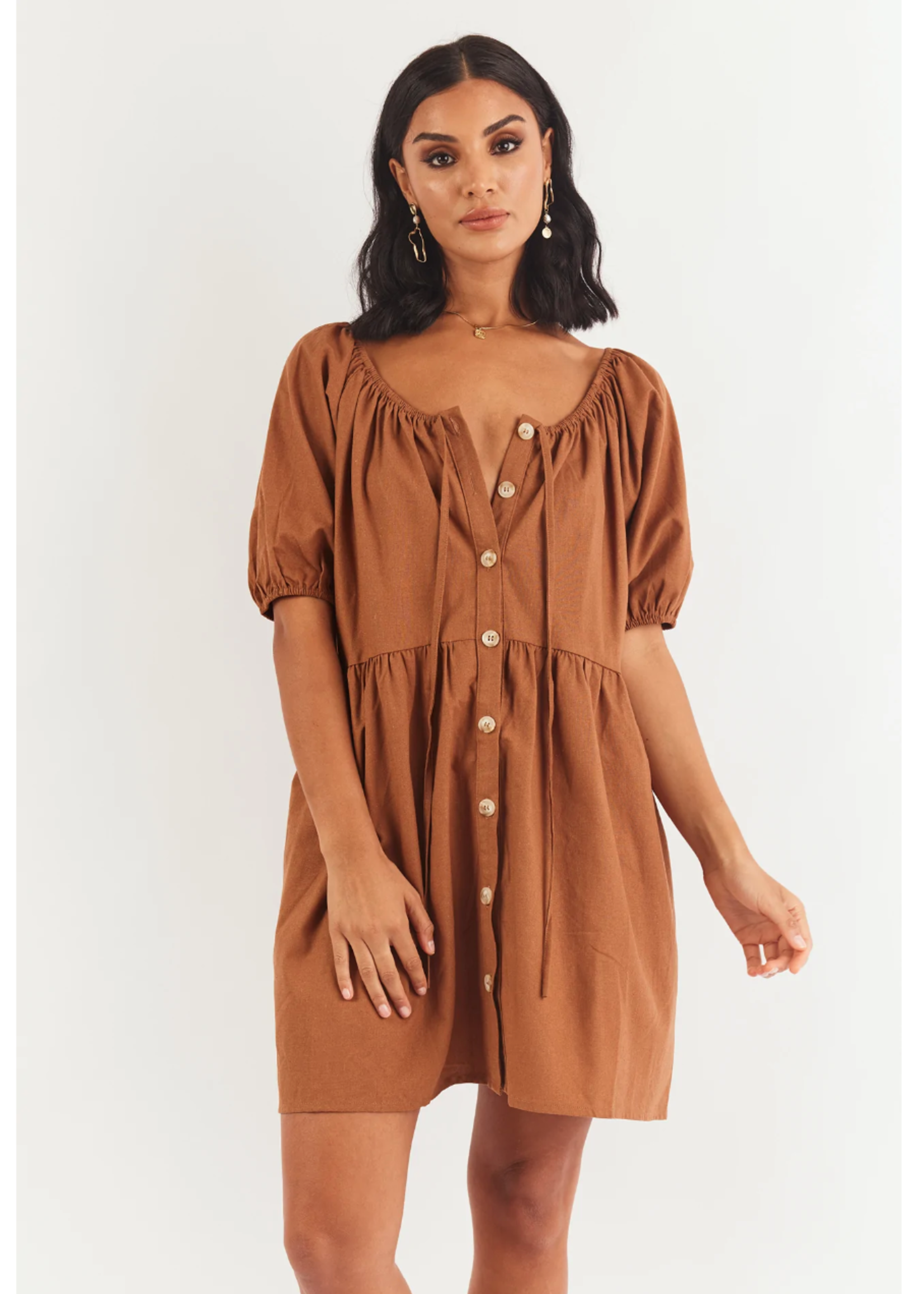 Girl and The Sun Adalee Mini Dress in Espresso