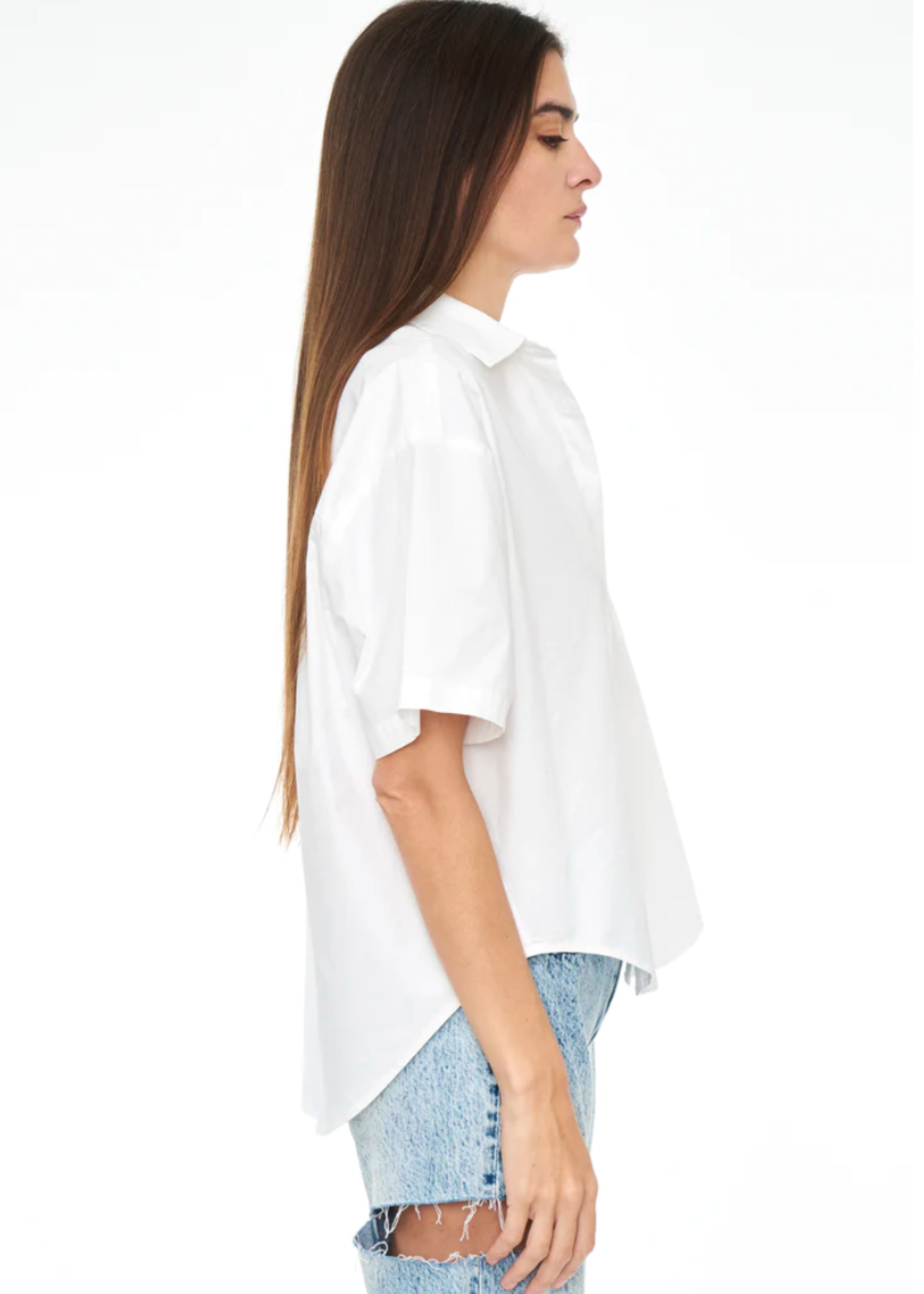 Pistola Cam Short Sleeve Button in Le Blanc