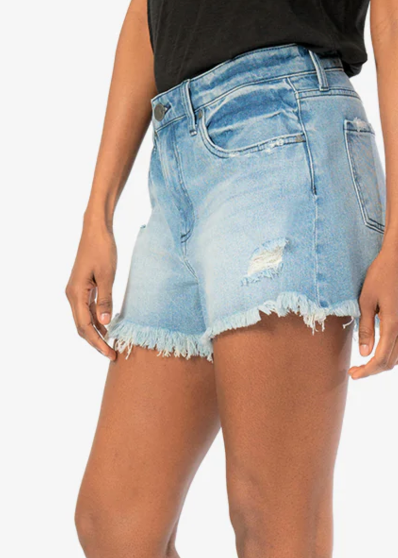 Kut from the Cloth Jane High Rise Long Short in Interlace Wash