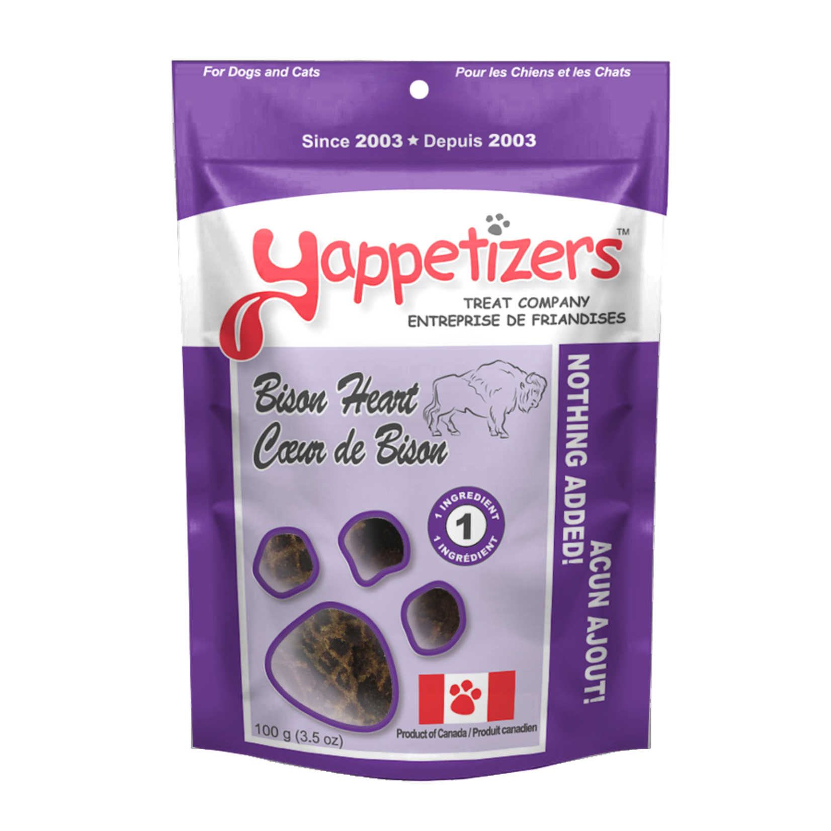 Yappetizers Yappetizers Dehydrated Bison Heart 100g