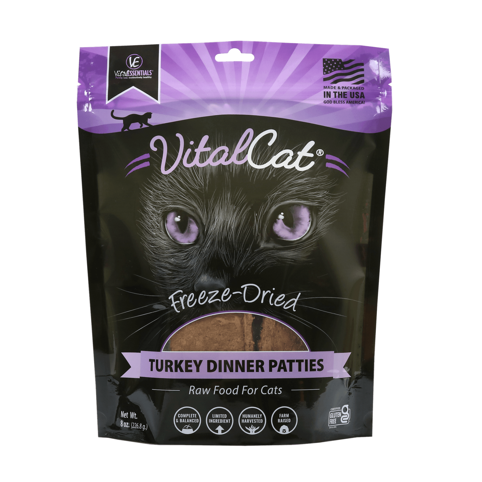 Vital Essentials Vital Cat Turkey Dinner Patties Freeze-Dried Grain Free  8oz/226.8g