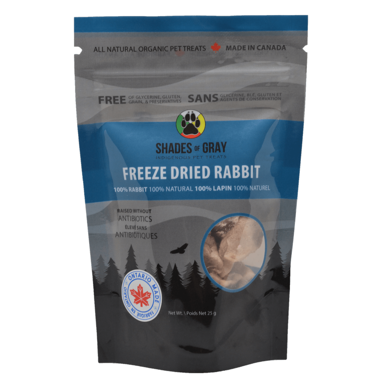 Shades of Gray Indigenous Treats Freeze Dried Rabbit Tenderloin Treats 25g