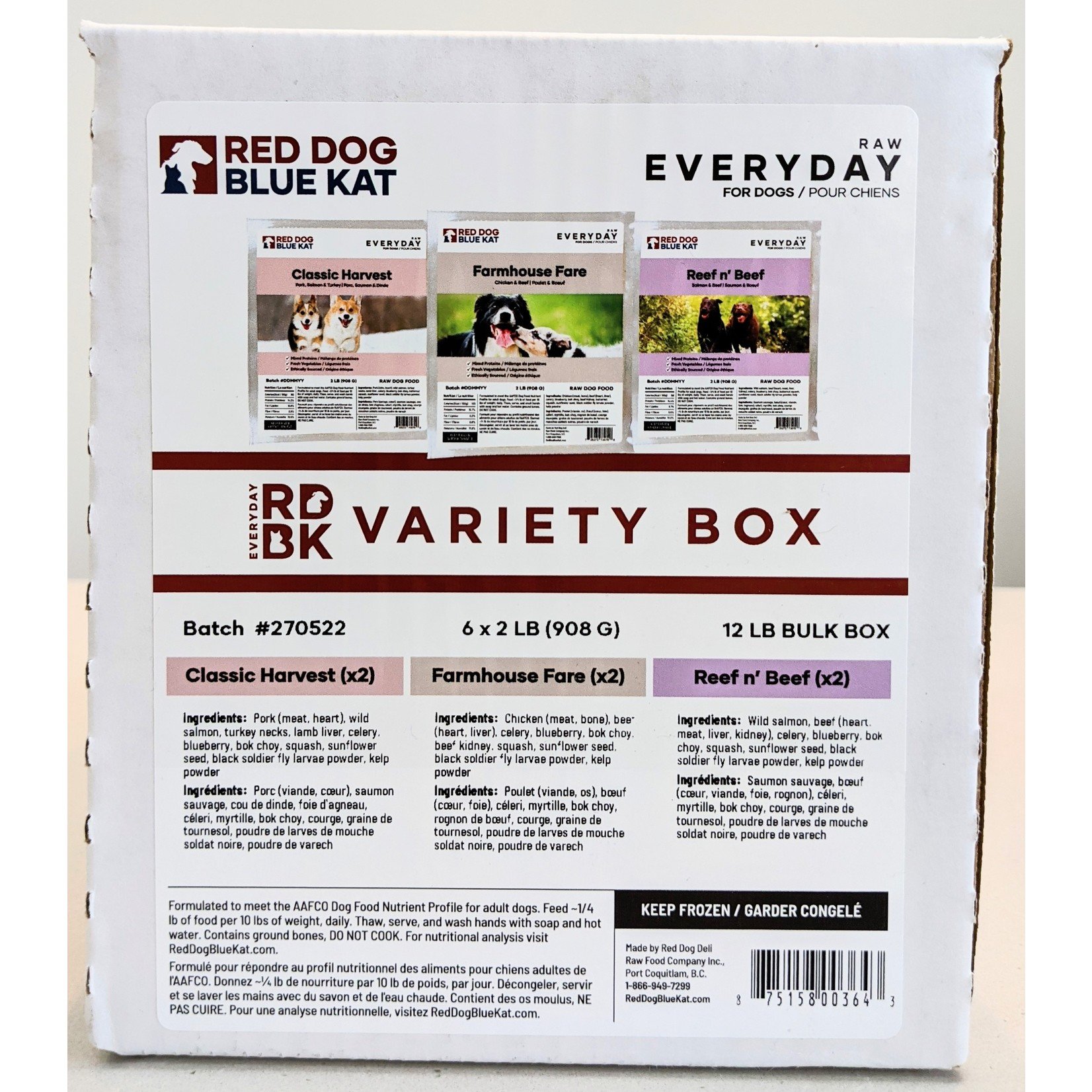Red Dog Blue Kat RDBK EVERYDAY RAW for Dogs Variety Pack 12lb