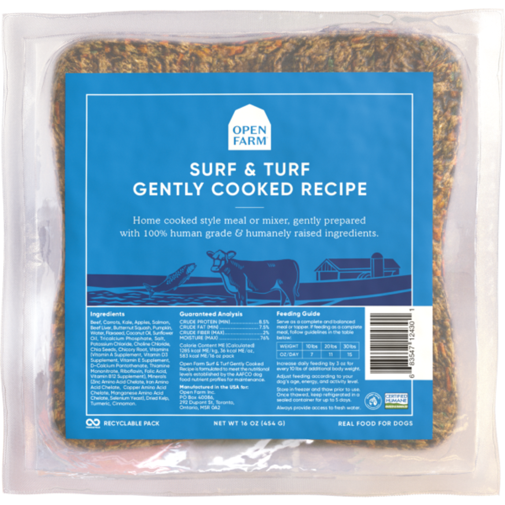 Open Farm Open Farm Dog Surf & Turf Gently Cooked Recipe Frozen 16oz   (DELIVERY UNAVAILABLE FOR THIS ITEM)
