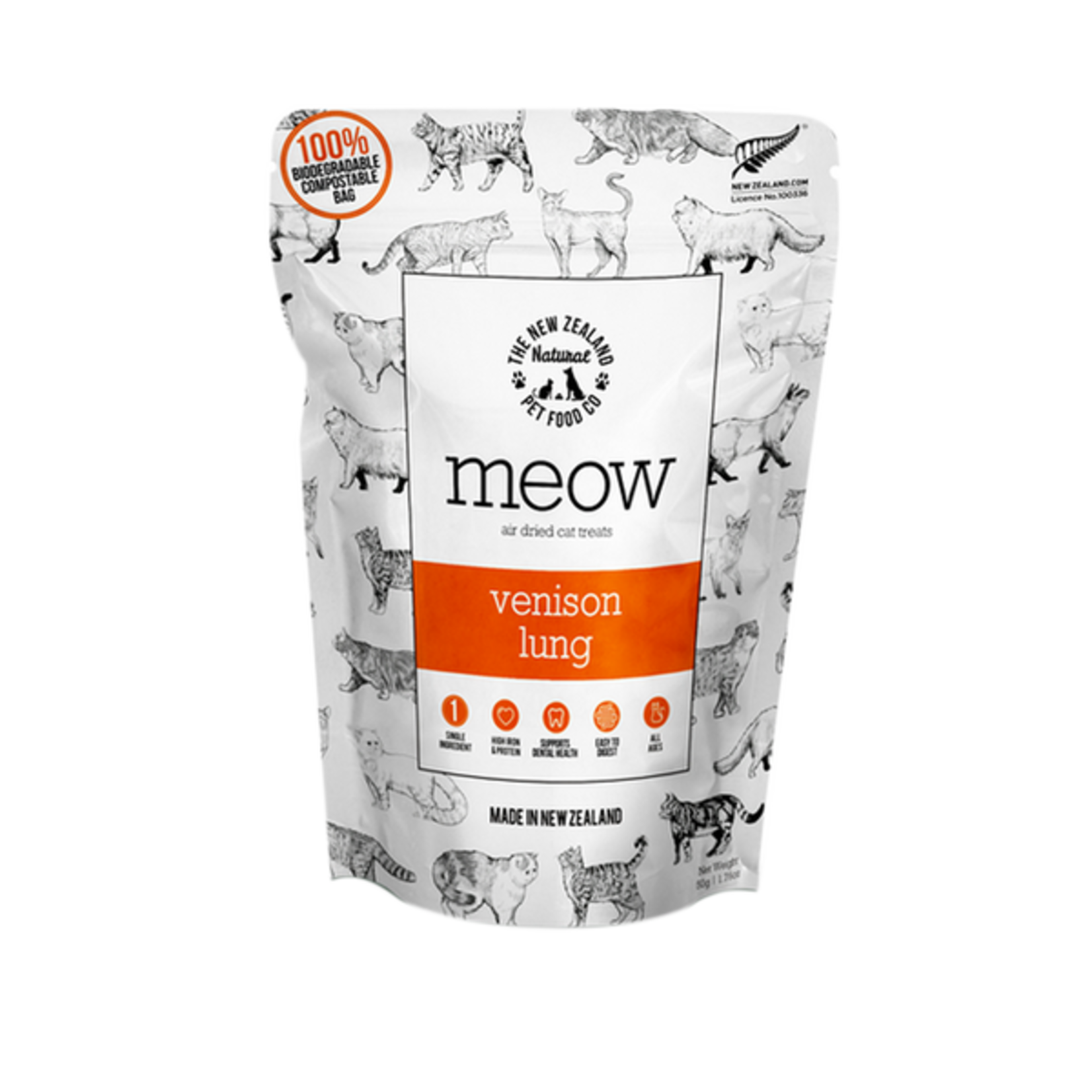 The New Zealand Pet Food Co THE NEW ZEALAND NATURAL PET FOOD CO MEOW Freeze-Dried Treats Venison Lung 50g
