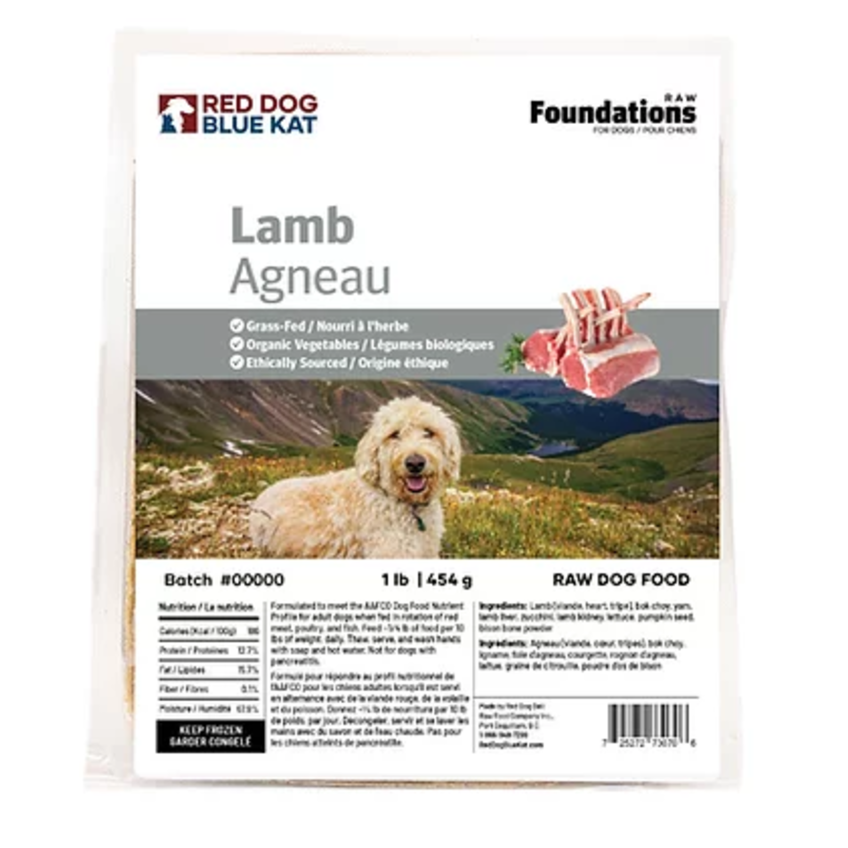 Red Dog Blue Kat RDBK FOUNDATIONS Raw Dog Lamb Recipe 4 x 1/4lb
