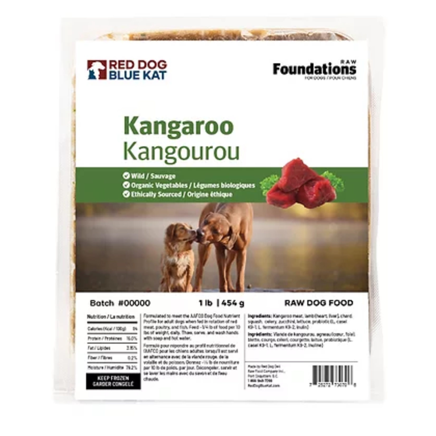Red Dog Blue Kat RDBK FOUNDATIONS Raw Dog Kangaroo Recipe 4 x 1/4lb