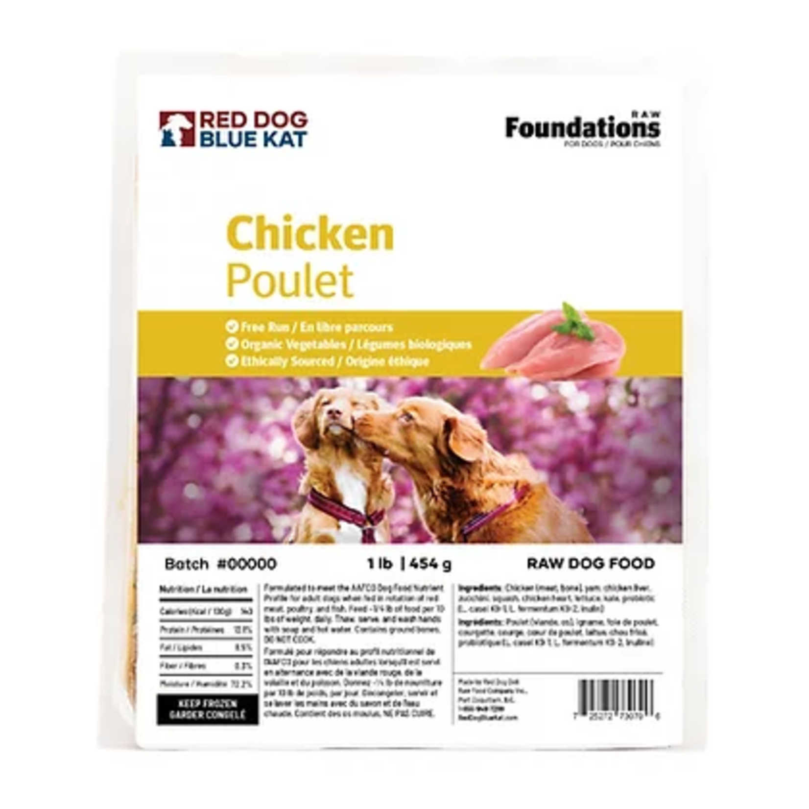 Red Dog Blue Kat RDBK FOUNDATIONS Raw Dog Chicken Recipe 4 x 1/4lb