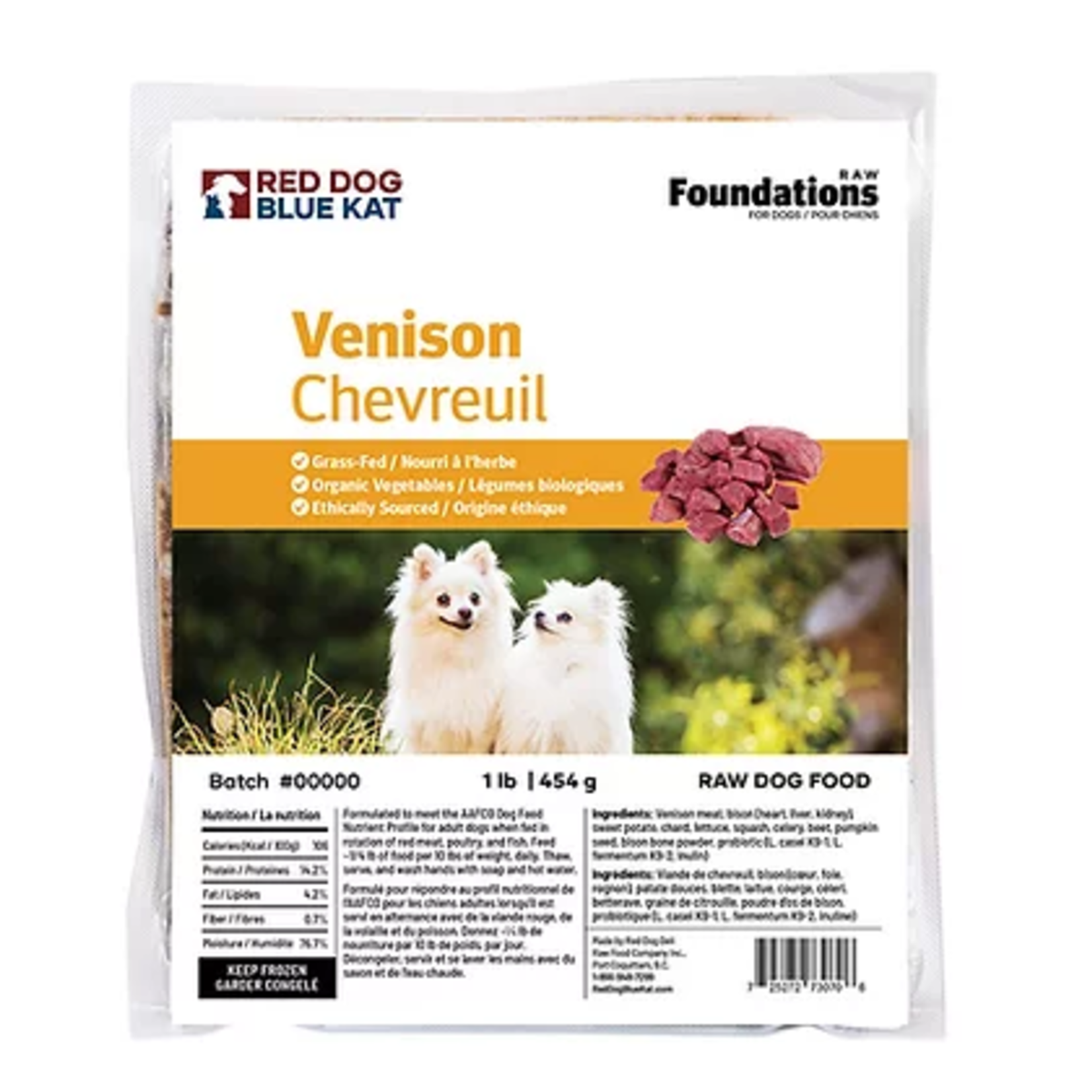 Red Dog Blue Kat RDBK FOUNDATIONS Raw Dog Venison Recipe 4 x 1/4lb