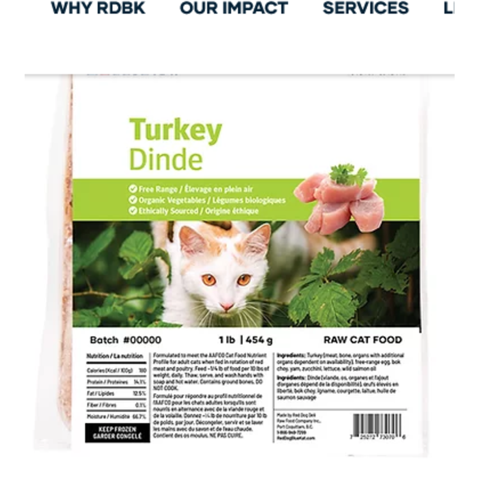 Red Dog Blue Kat RDBK Cat Raw FOUNDATIONS Turkey Recipe 4 1/4lb