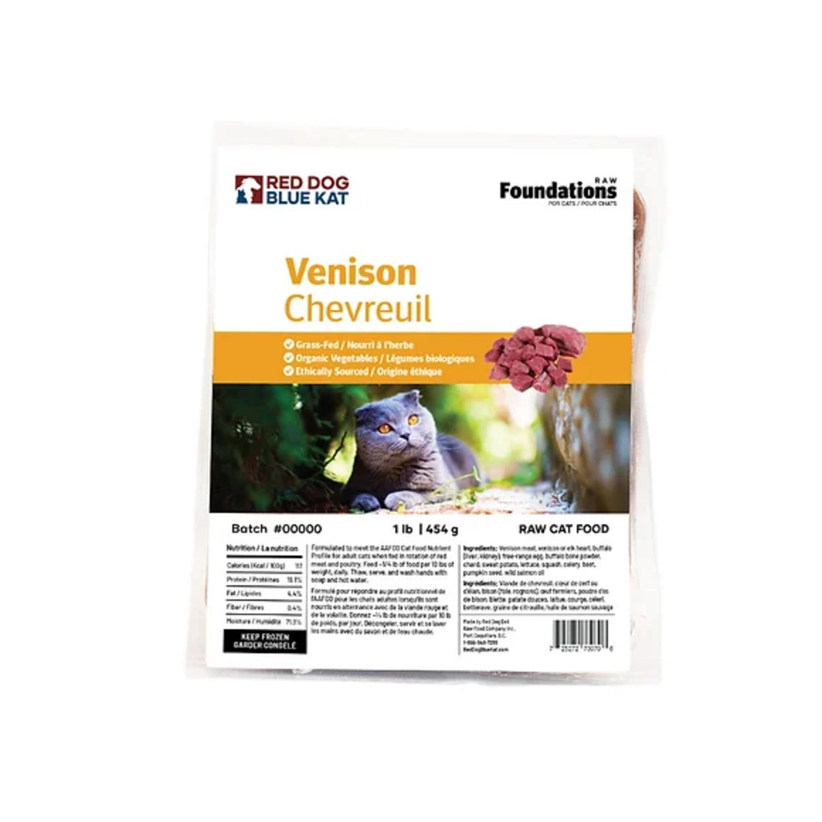 Red Dog Blue Kat RDBK Cat FOUNDATIONS Venison Recipe 4 1/4lb