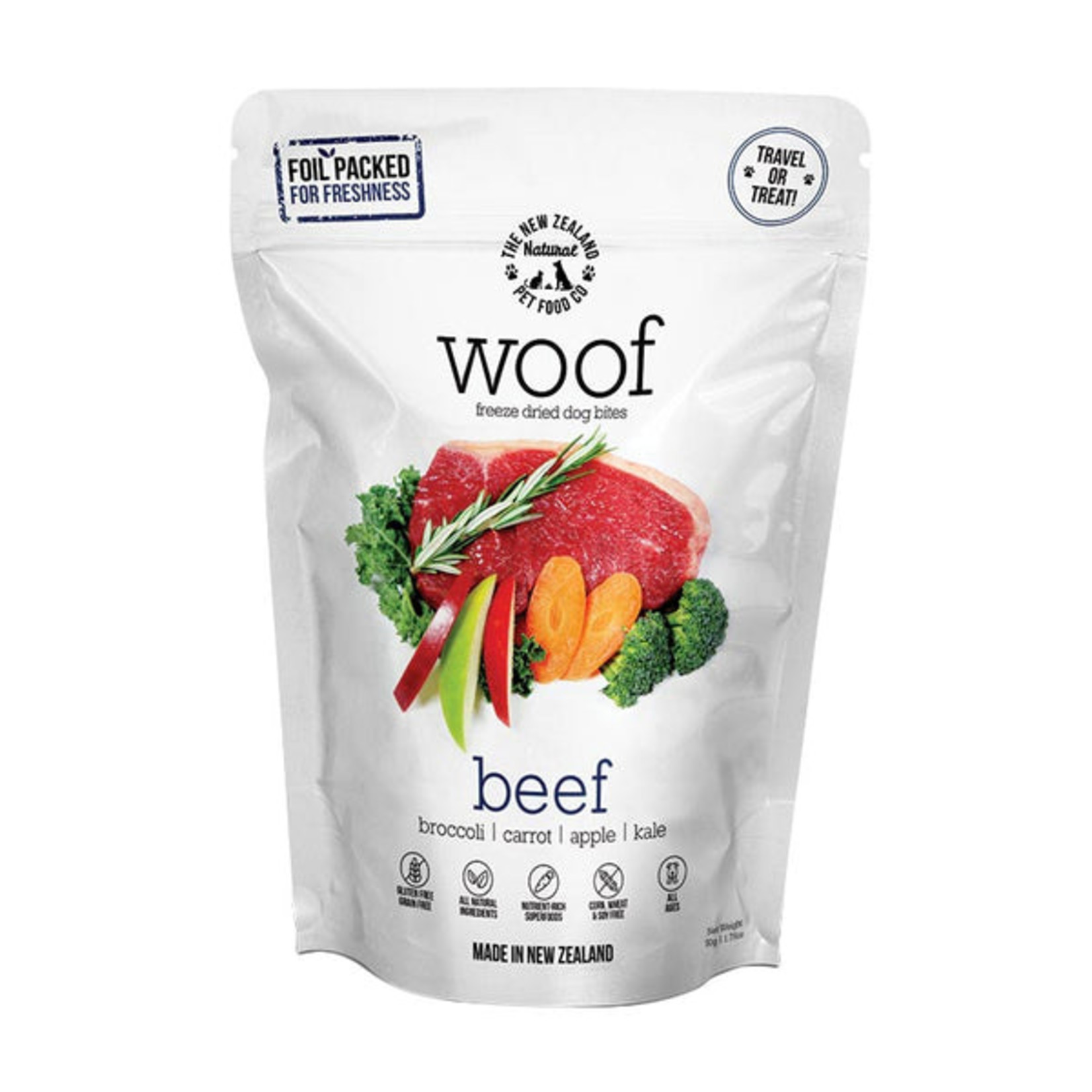 The New Zealand Pet Food Co THE NEW ZEALAND NATURAL PET FOOD CO WOOF Freeze-Dried Beef Travel Treats 50g
