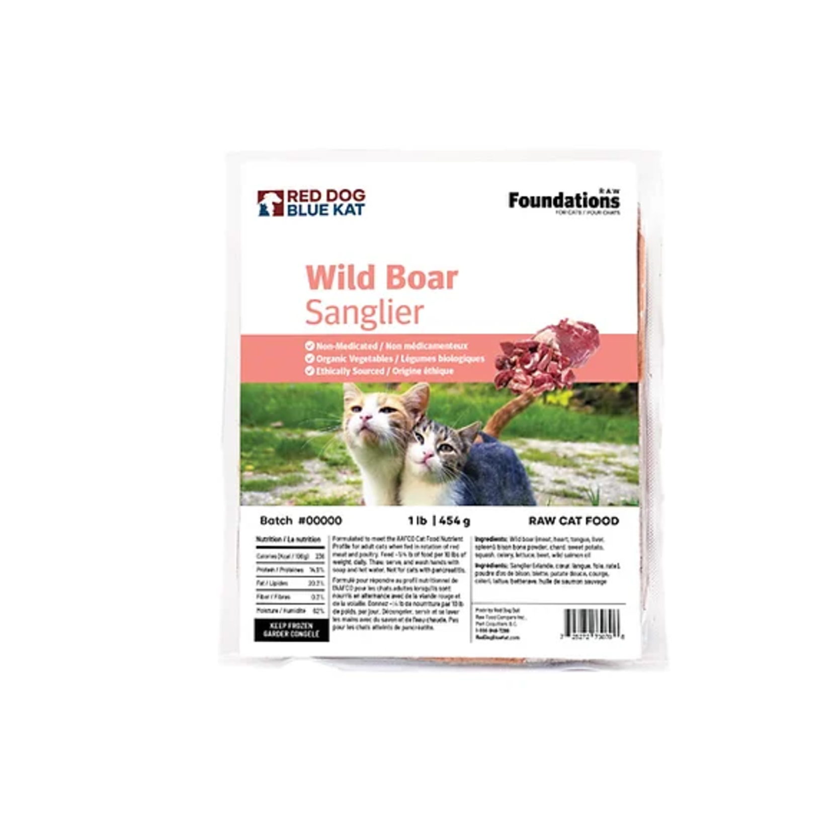 Red Dog Blue Kat RDBK Cat FOUNDATIONS Wild Boar Recipe 4 1/4lb   (DELIVERY UNAVAILABLE FOR THIS ITEM)