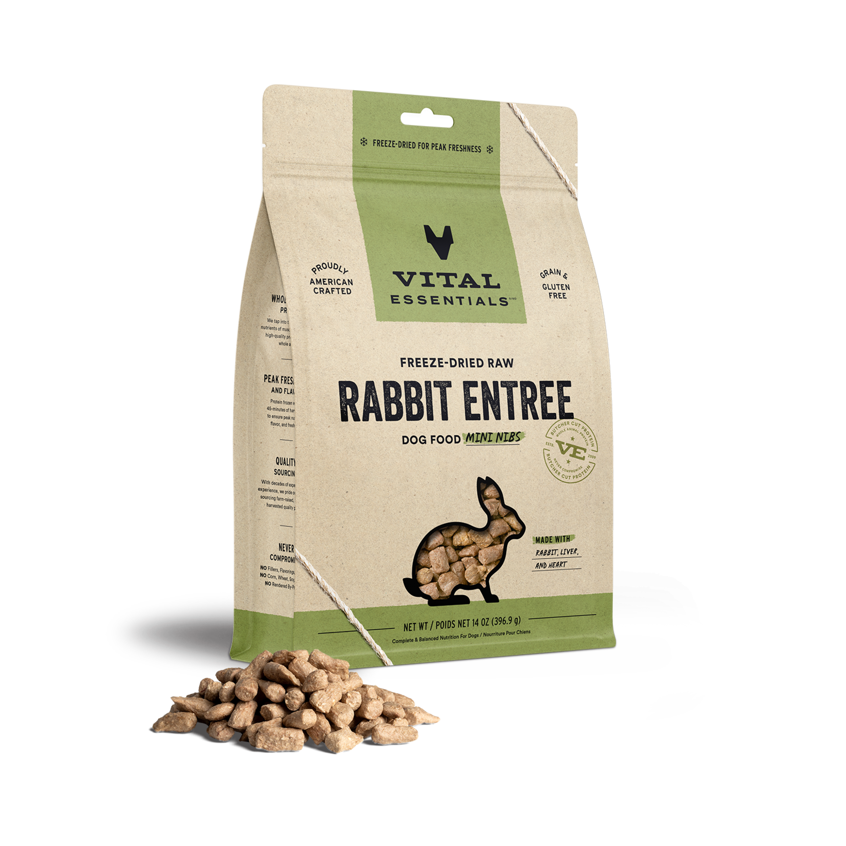 Vital Essentials Vital Essentials Rabbit Mini Nibs for Dogs Freeze-Dried Grain Free 14oz/396.9g