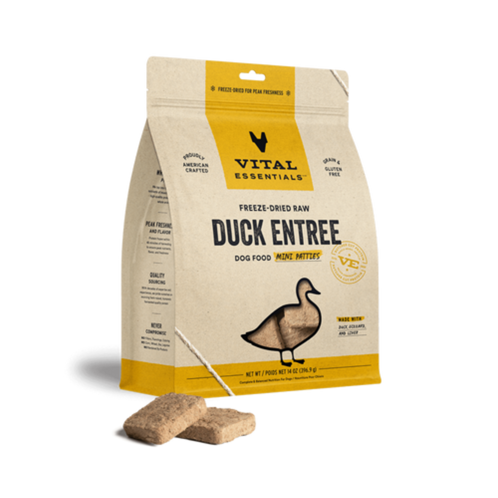 Vital Essentials Vital Essentials Duck Patties for Dogs Freeze-Dried Grain Free 14oz NEW LOWER PRICE