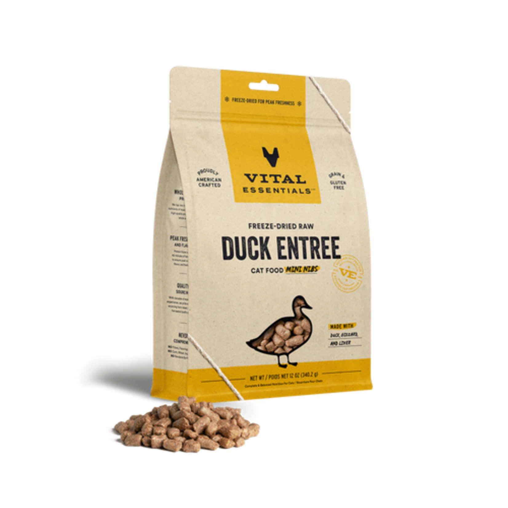 Vital Essentials Vital Cat Duck Nibs Freeze-Dried 12oz NEW PACKAGING