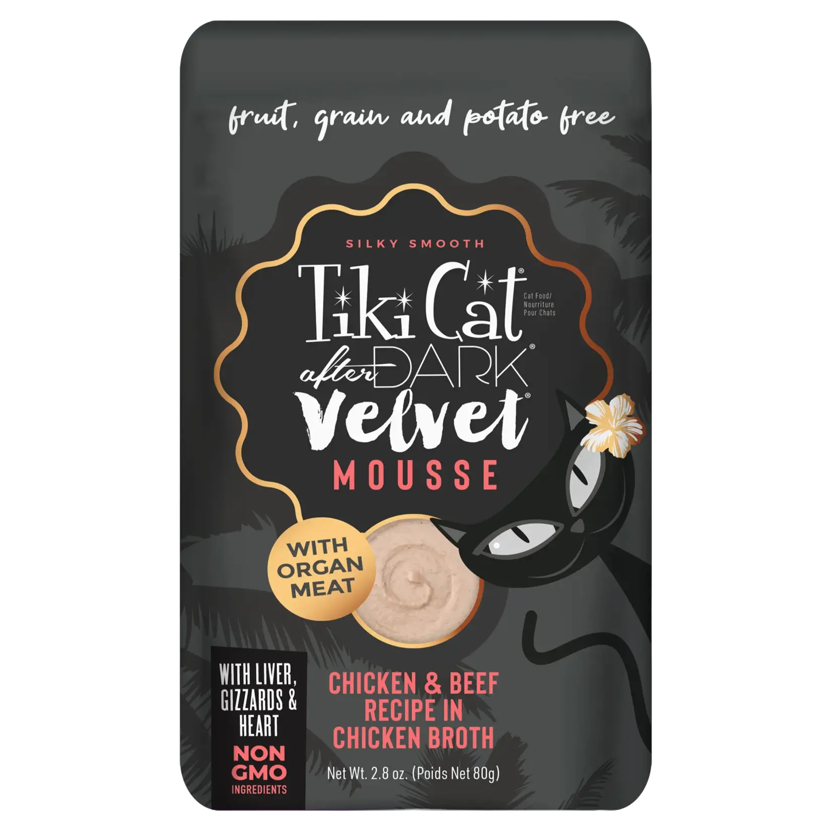 TIKI CAT Tiki Cat After Dark Velvet Mousse POUCH Chicken & Beef 2.8 oz