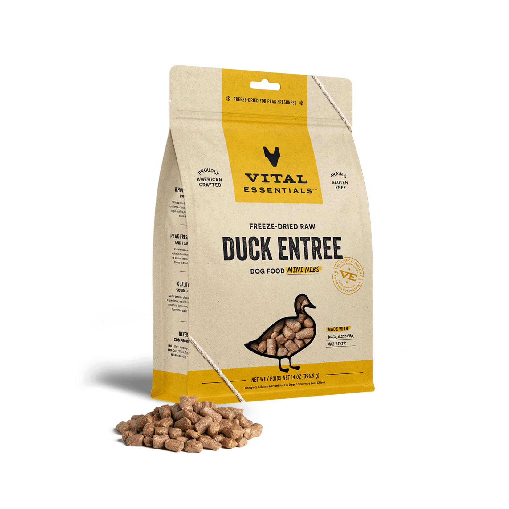 Vital Essentials Vital Essentials Duck MINI NIBS for Dogs Freeze-Dried Grain Free 16OZ