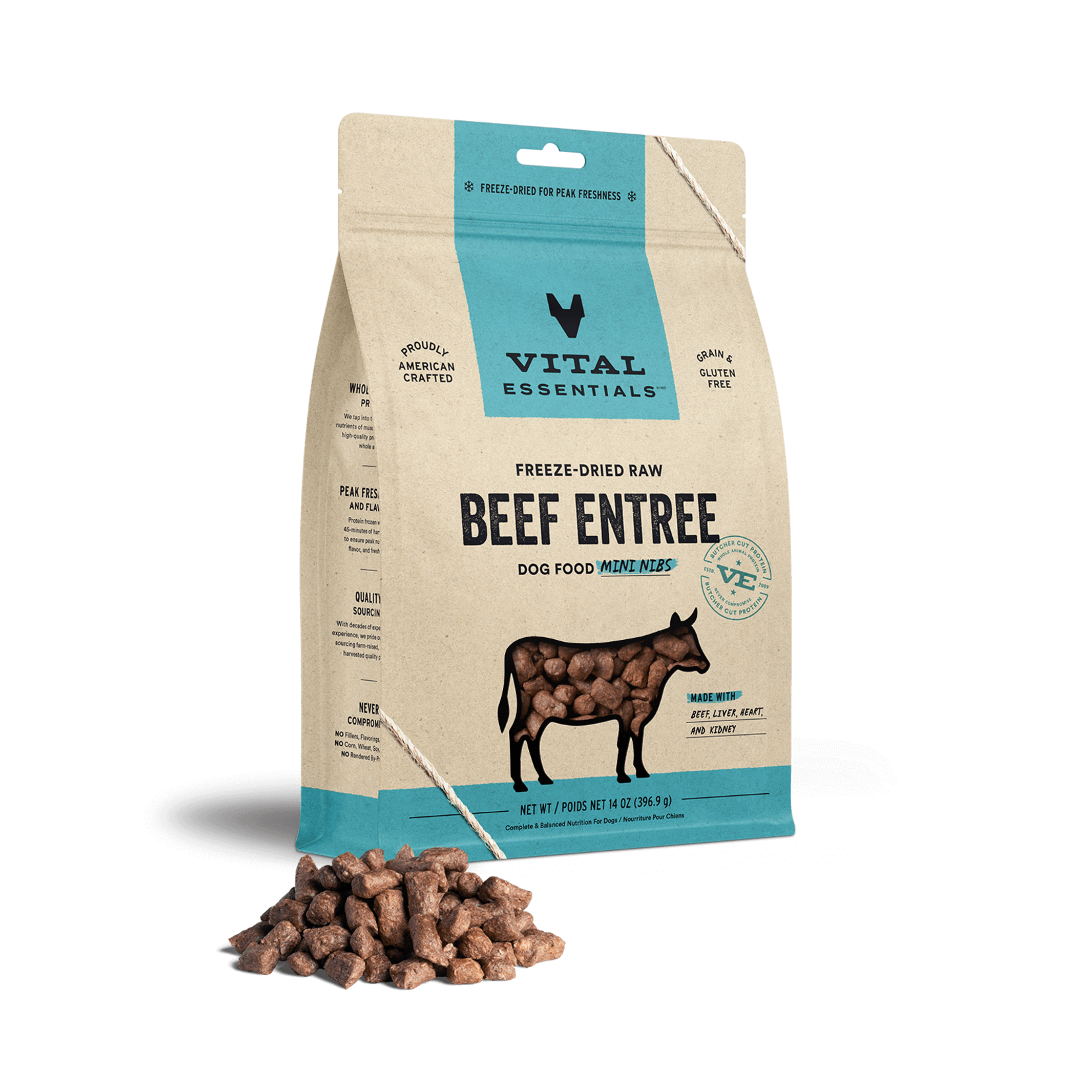 Vital Essentials Vital Essentials Beef Mini Nibs for Dogs Freeze Dried 14oz/397g