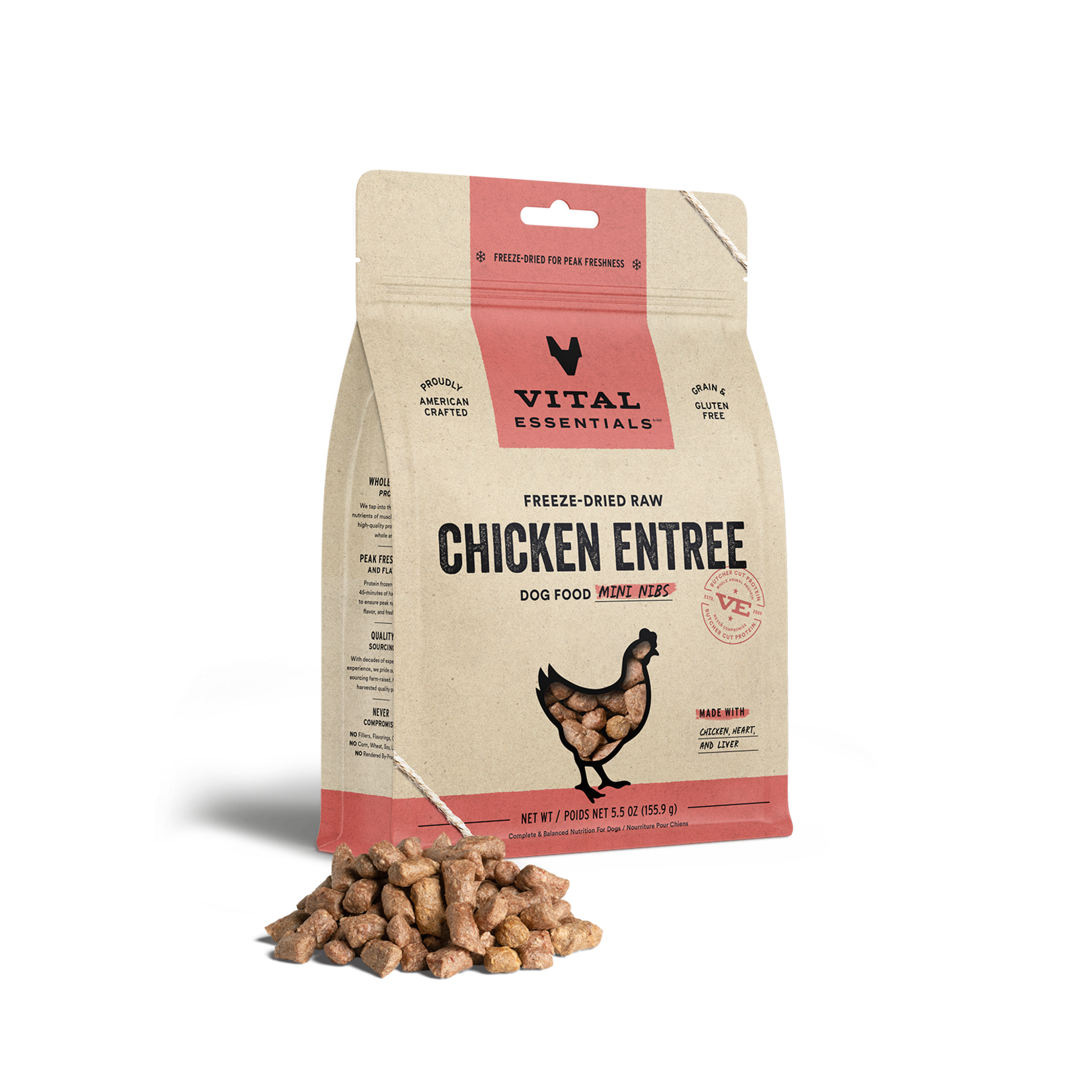 Vital Essentials Vital Essentials Chicken MINI NIBS for Dogs Freeze-Dried Grain Free 5.5oz NEW