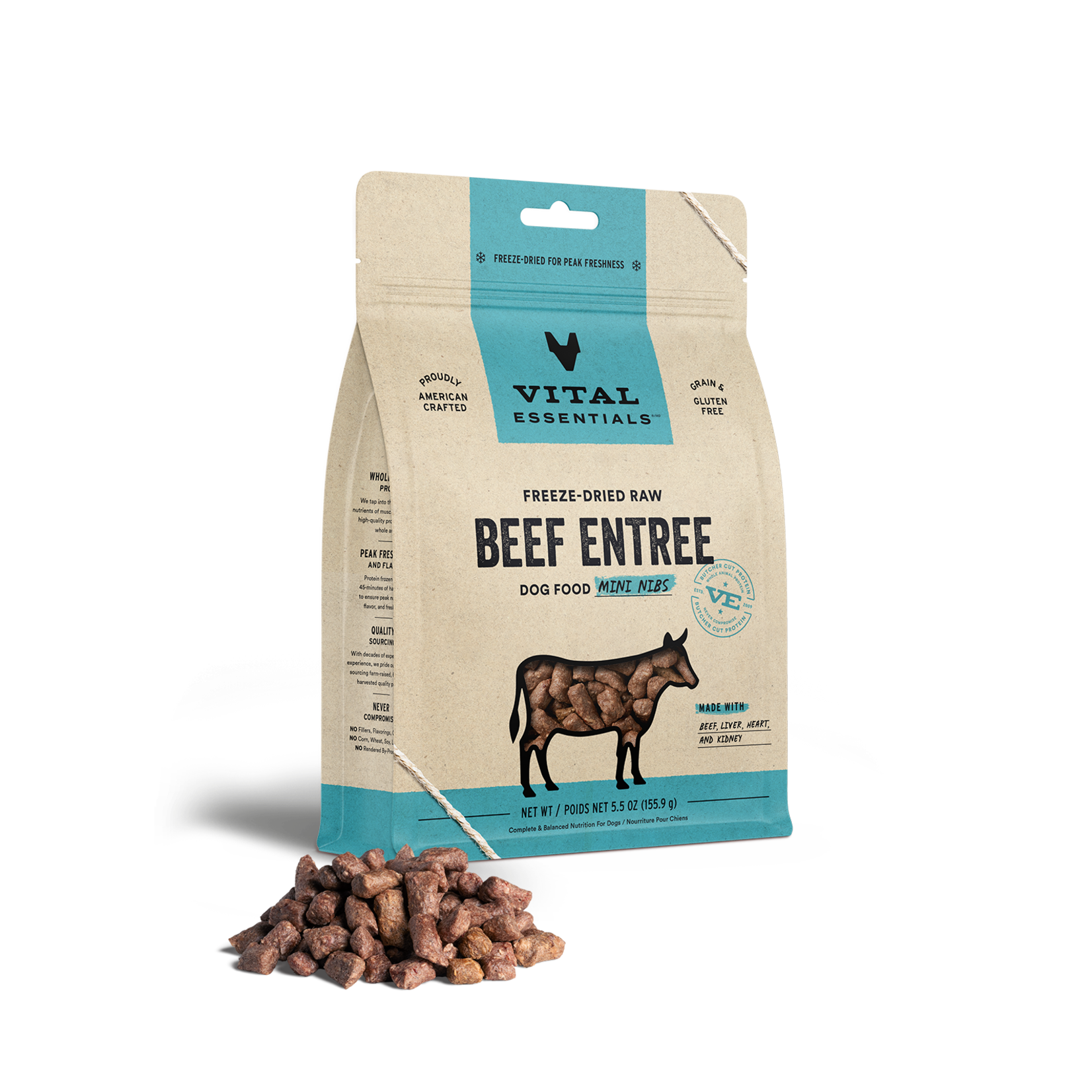 Vital Essentials Vital Essentials Beef MINI NIBS for Dogs Freeze-Dried Grain Free 5.5oz NEW