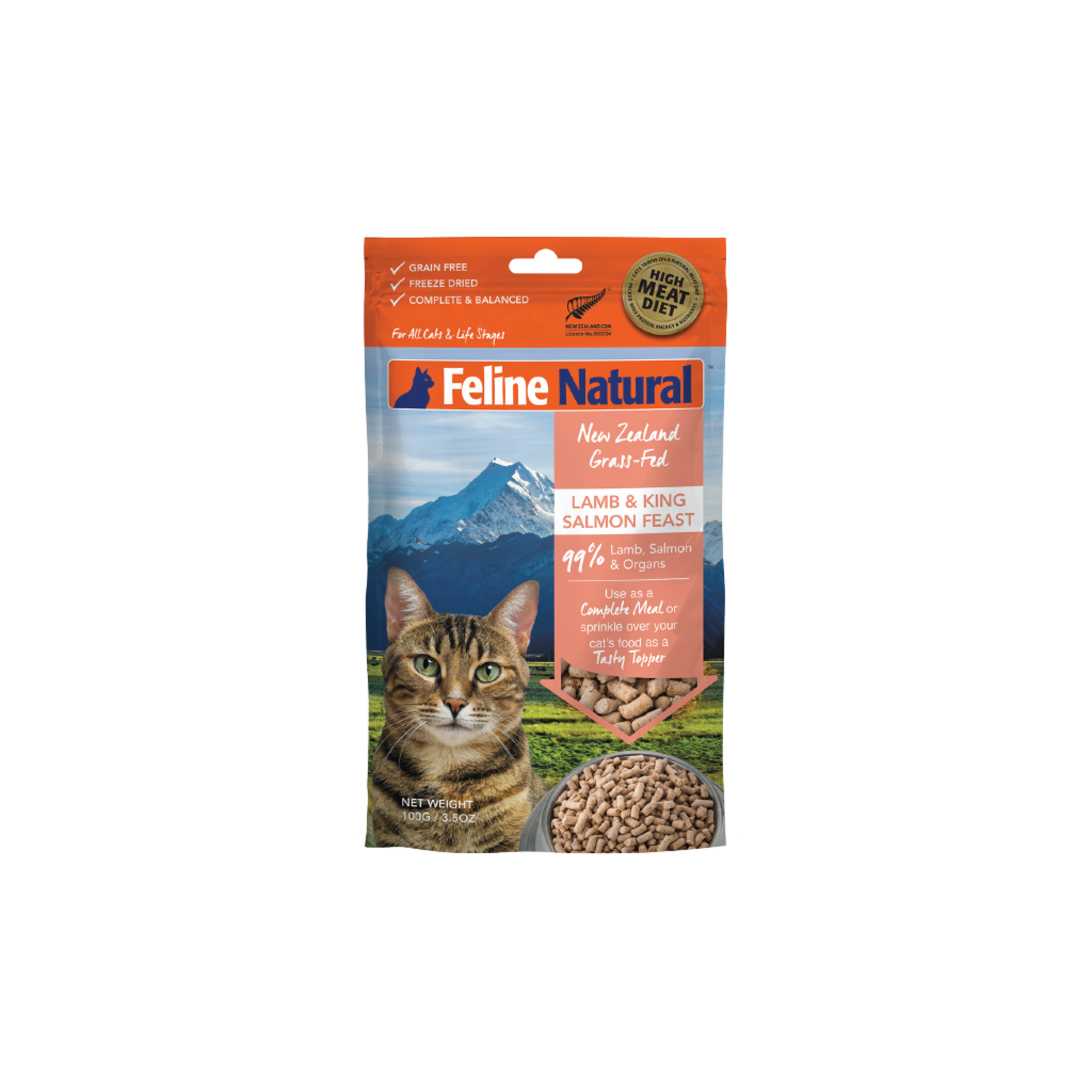 K9 Natural/Feline Natural Feline Natural Cat Lamb & King Salmon Freeze Dried Topper 100g/3.5oz