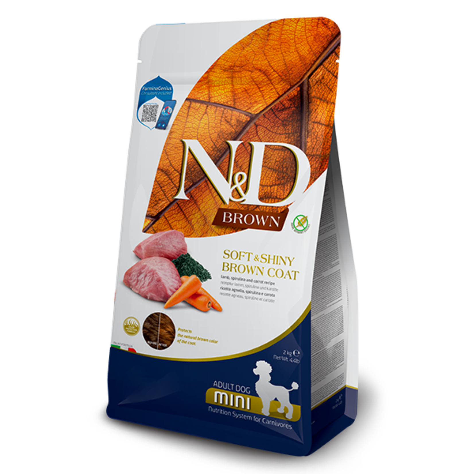 Farmina N&D Brown Dog Lamb, Potato Carrot, Kelp Adult Mini 2kg