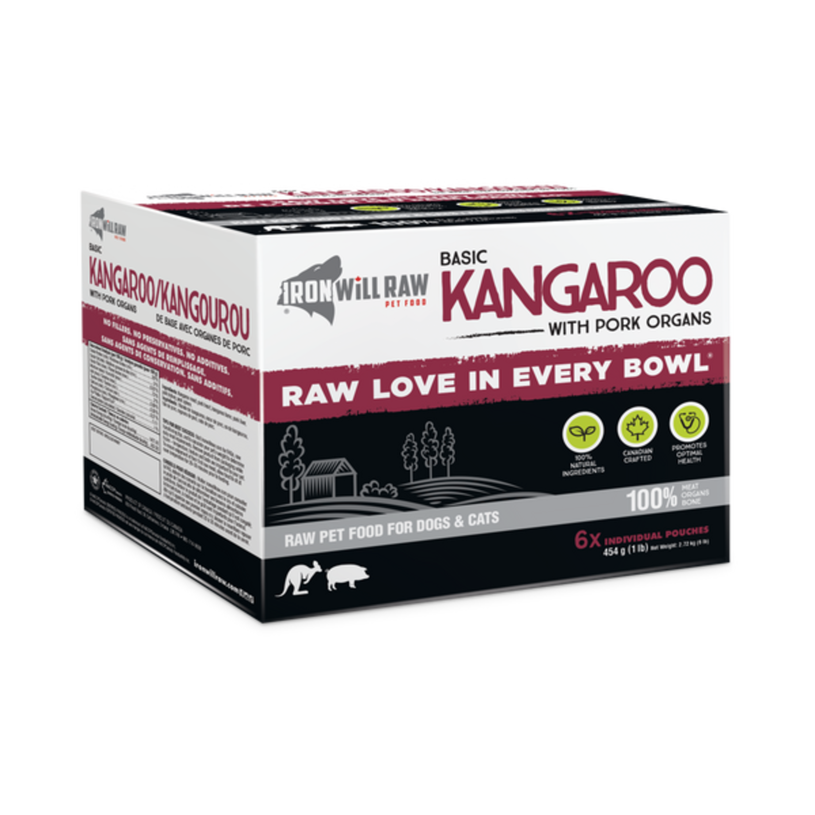 Iron Will Raw Iron Will Raw Dog Grain Free Basic Kangaroo Single Protein 6/1 lb