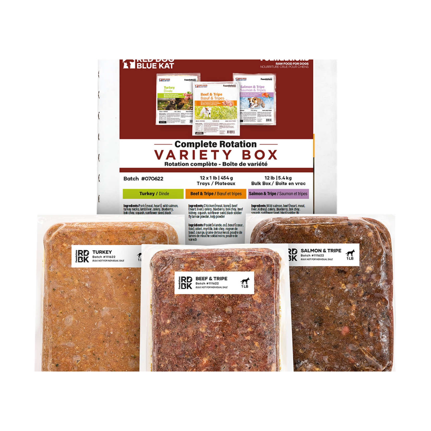 Red Dog Blue Kat RDBK Foundations RAW for Dogs Variety Pack 12lb BULK