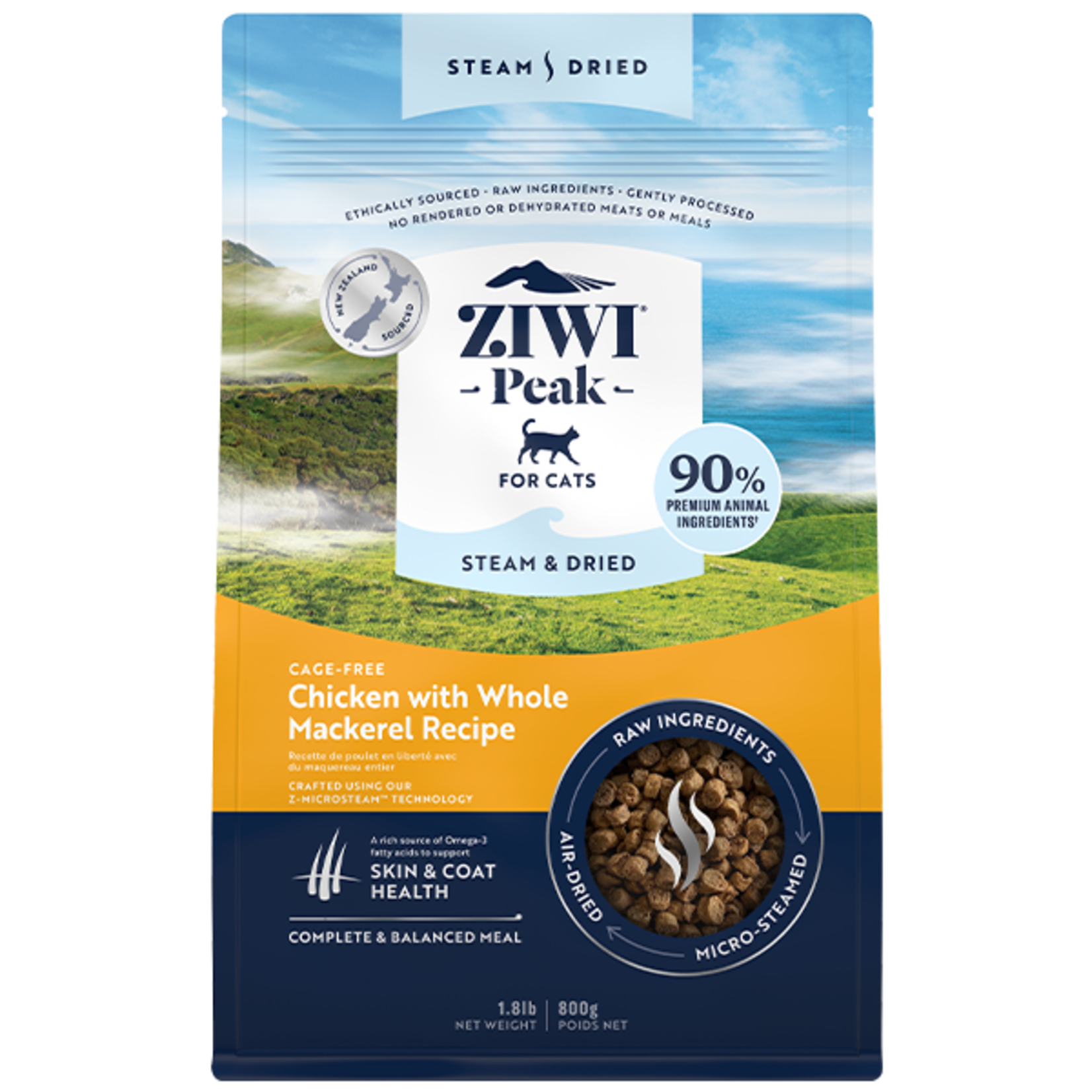 ZiwiPeak ZIWI Peak Cat Steam-Dried Chicken w/Whole Mackerel 800g