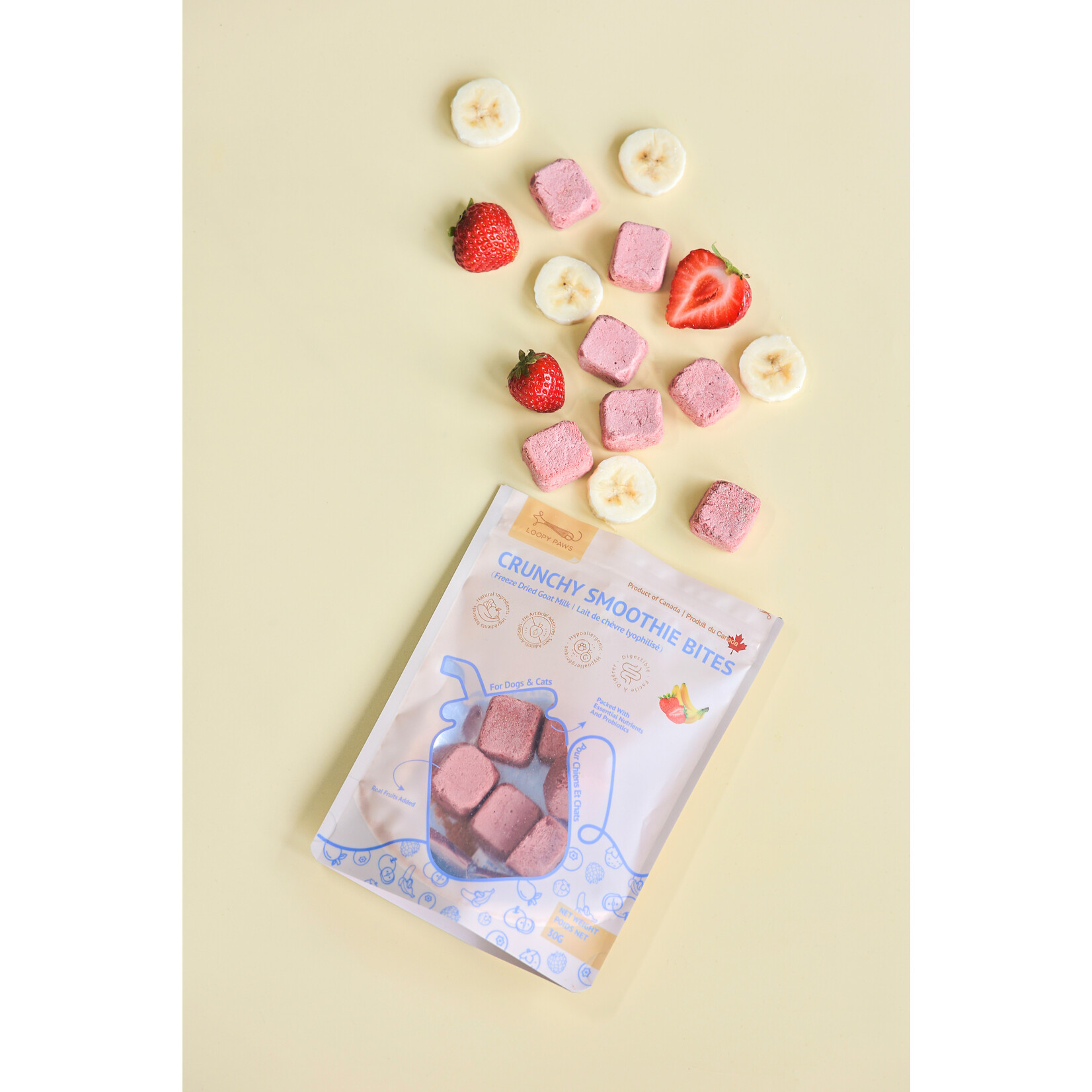 Loopypaws Loopy Paws Crunchy Smoothie Bites - Strawberry Banana 30g