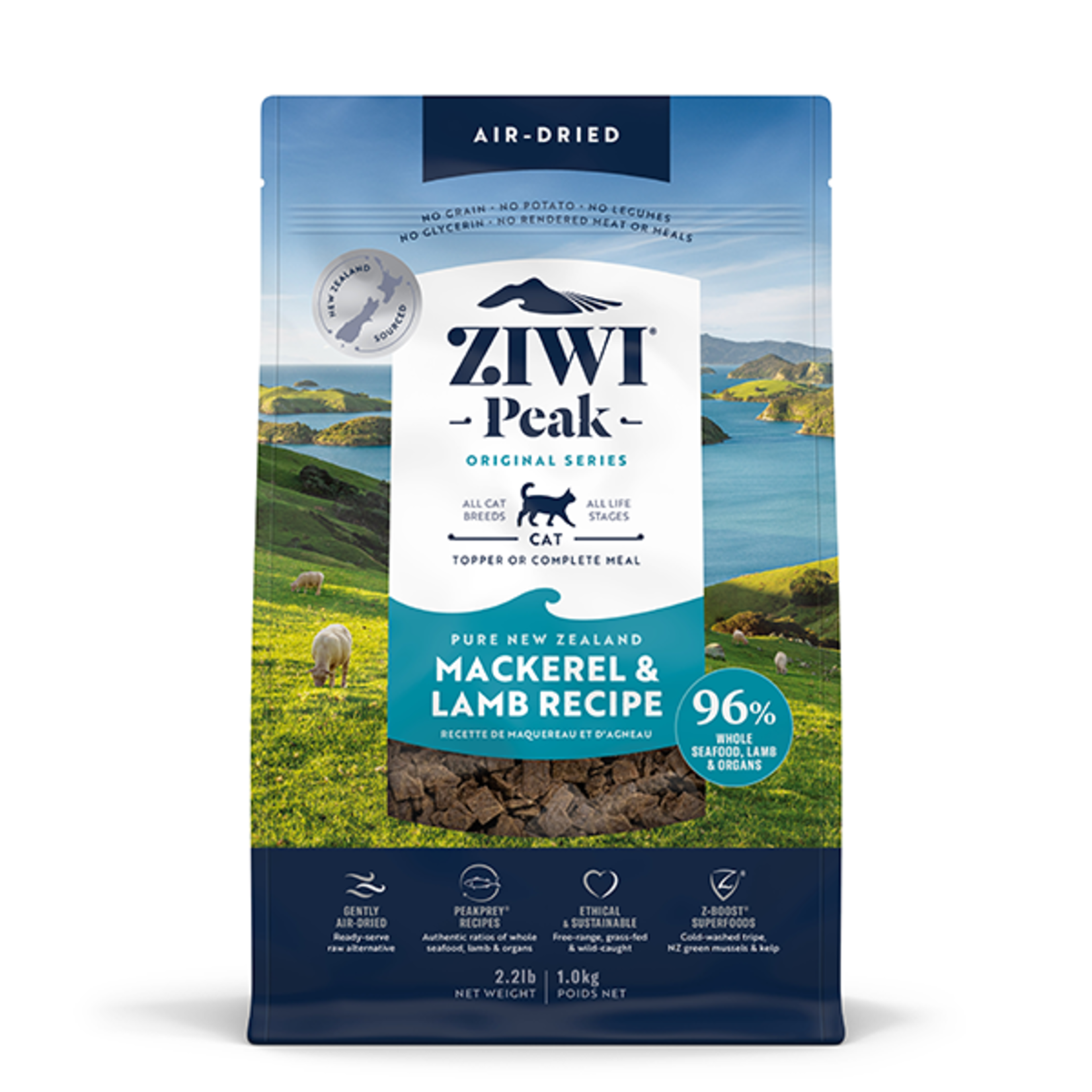 ZiwiPeak ZIWIPeak Cat Air-Dried Mackerel & Lamb Recipe 1kg
