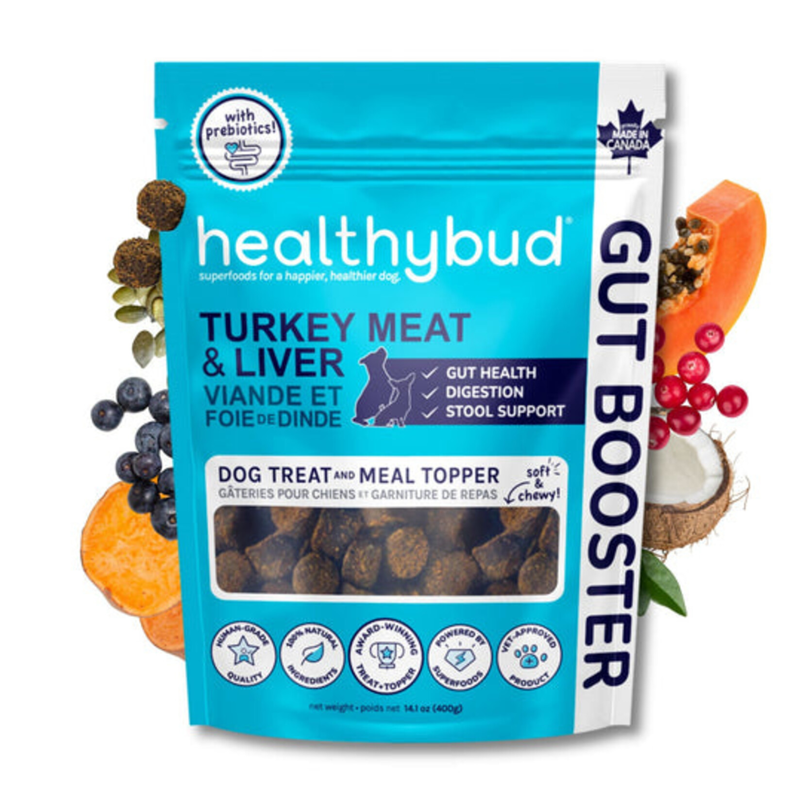 Healthy Bud Corp. Healthy Bud Dog Treats Turkey Gut Booster  4.6oz/130g