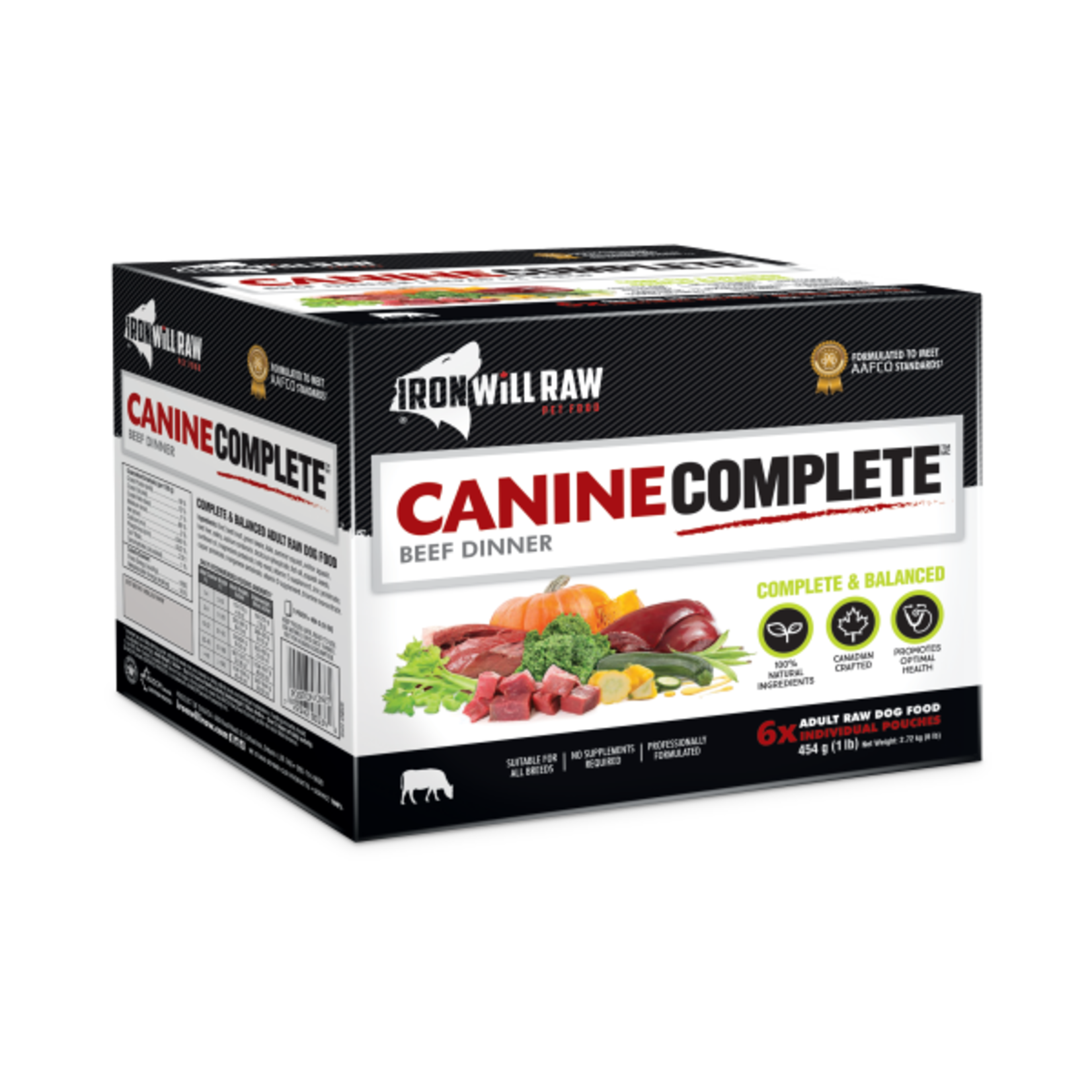Iron Will Raw Iron Will Raw Dog Complete Beef Dinner BOX of 6/1lb