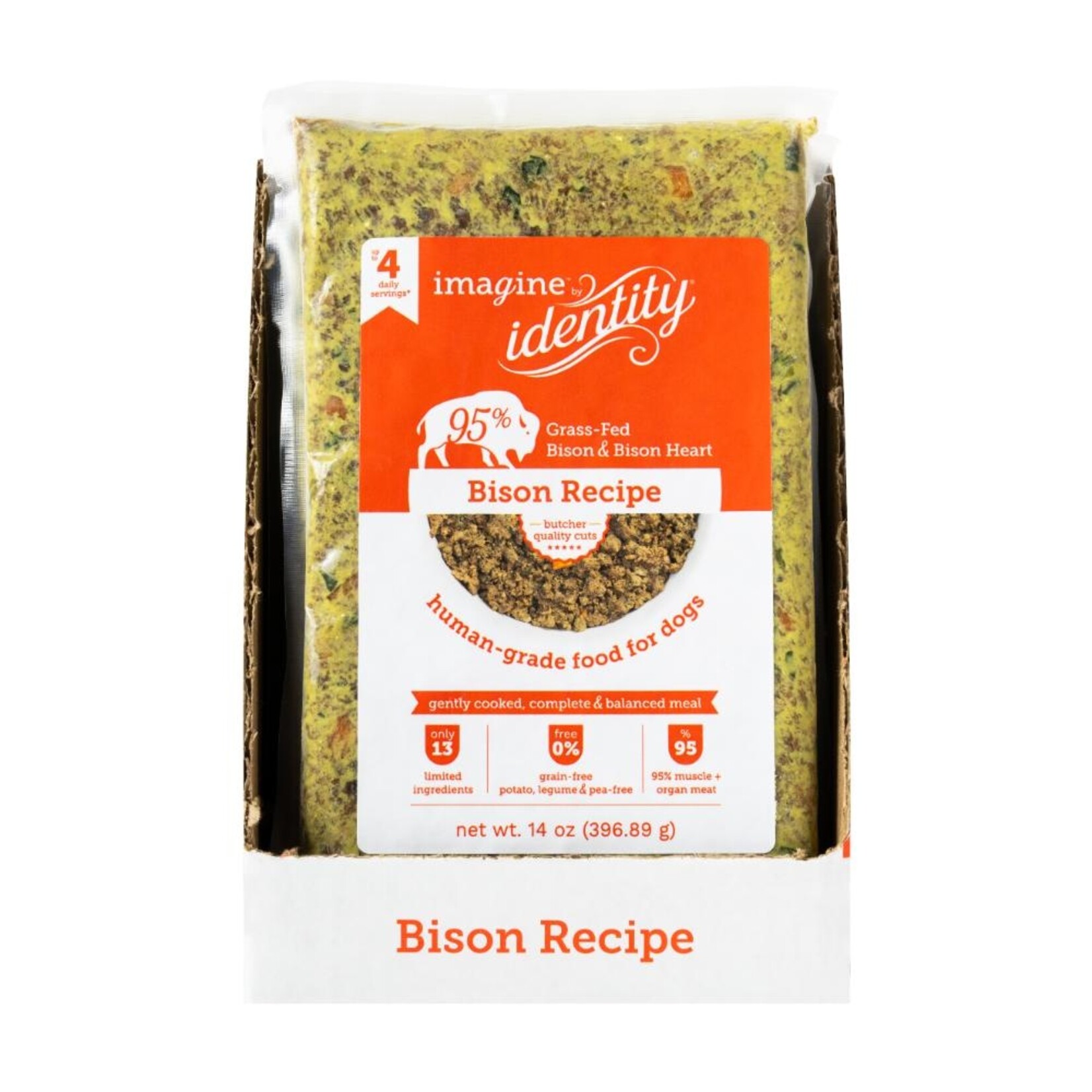 Identity IDENTITY Dog Gently Cooked Human Grade Frozen Food Imagine 95% Bison 14oz