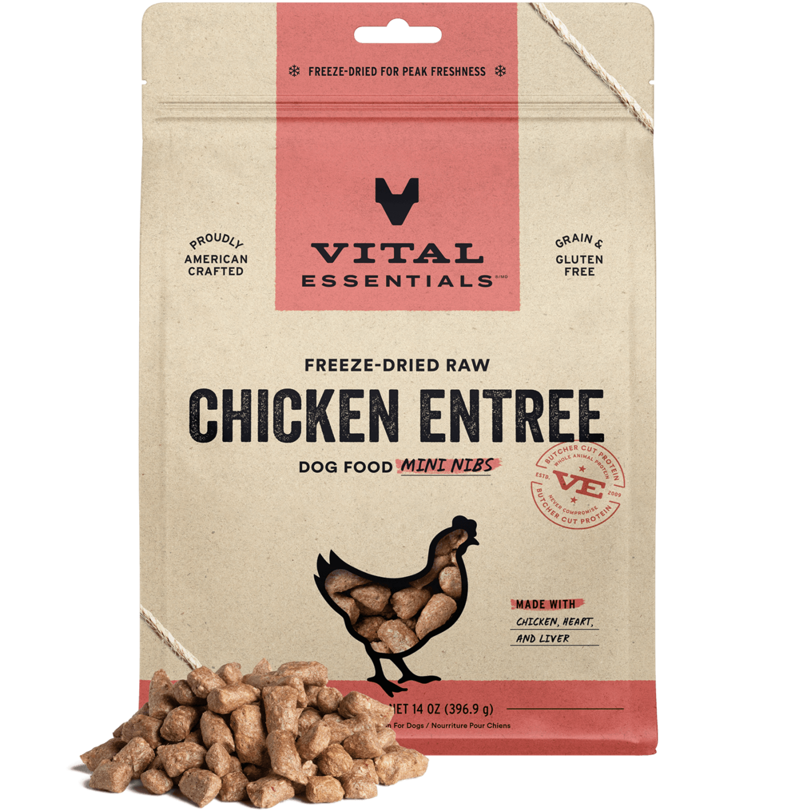 Vital Essentials Vital Essentials Chicken ENTREE Nibs for Dogs Freeze Dried 14oz/397g
