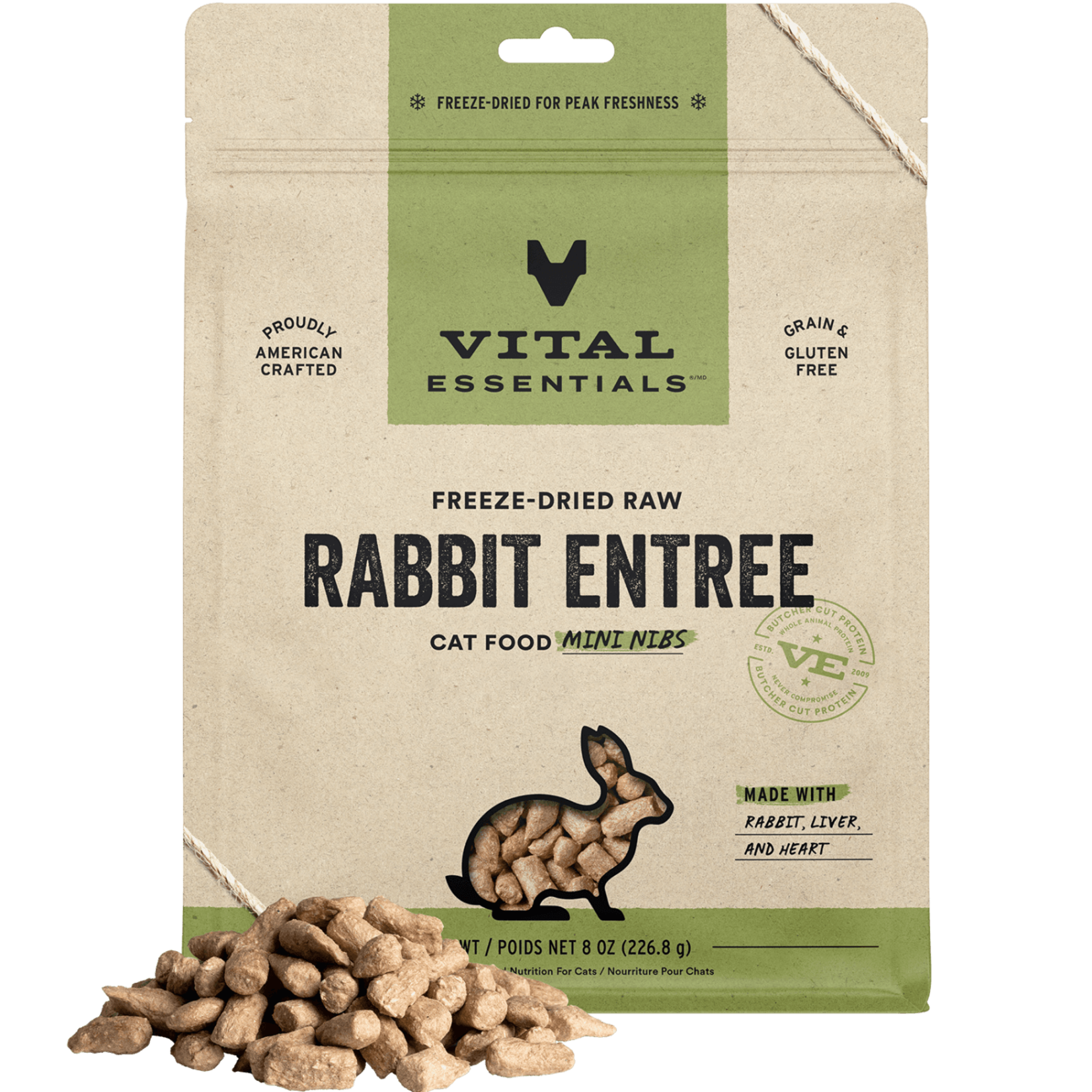 Vital Essentials Vital Cat Rabbit Mini Nibs Freeze-Dried Grain Free 8oz