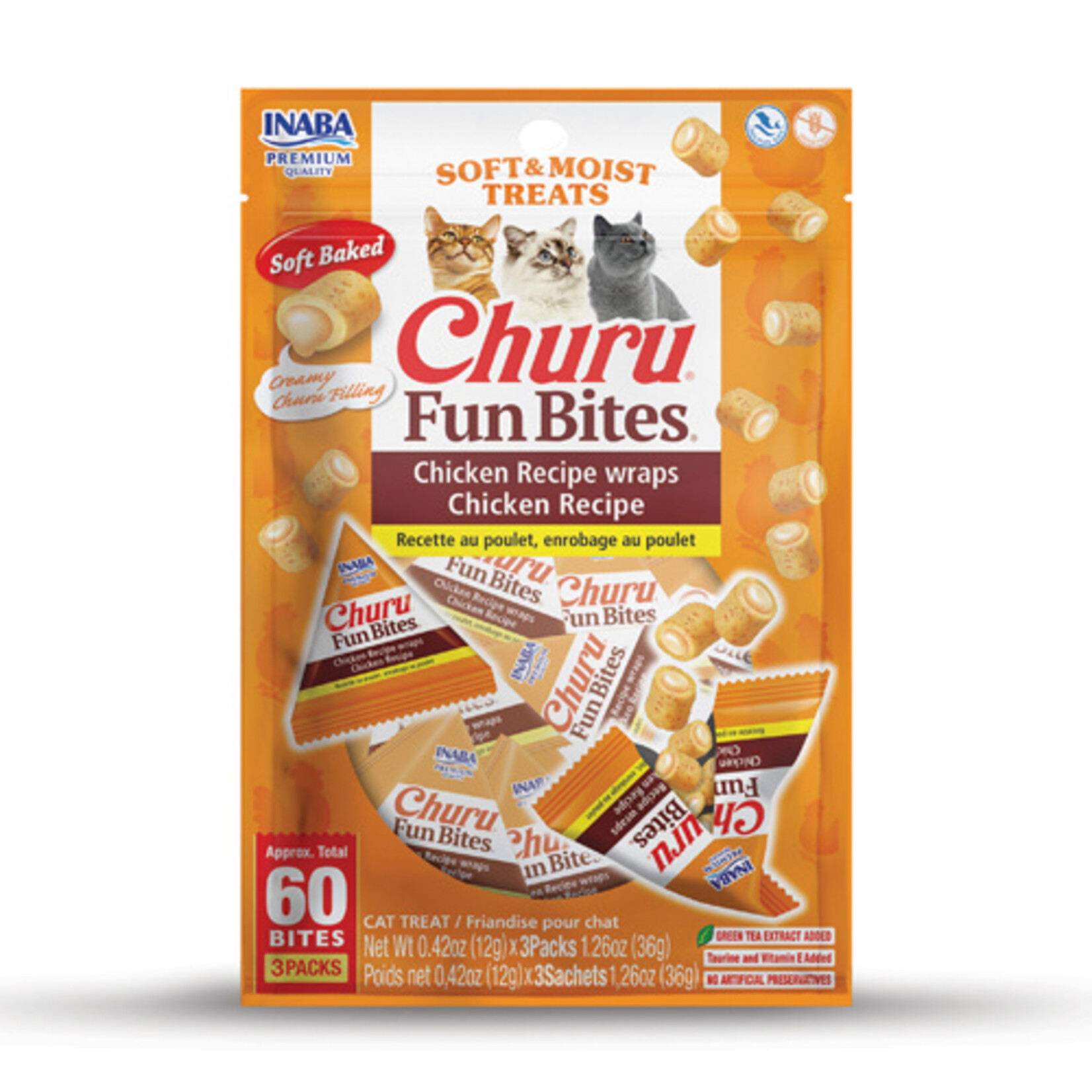 INABA Inaba Churu FUN Bites Cat Chicken Recipe Wraps 3pk ORANGE 1.26oz