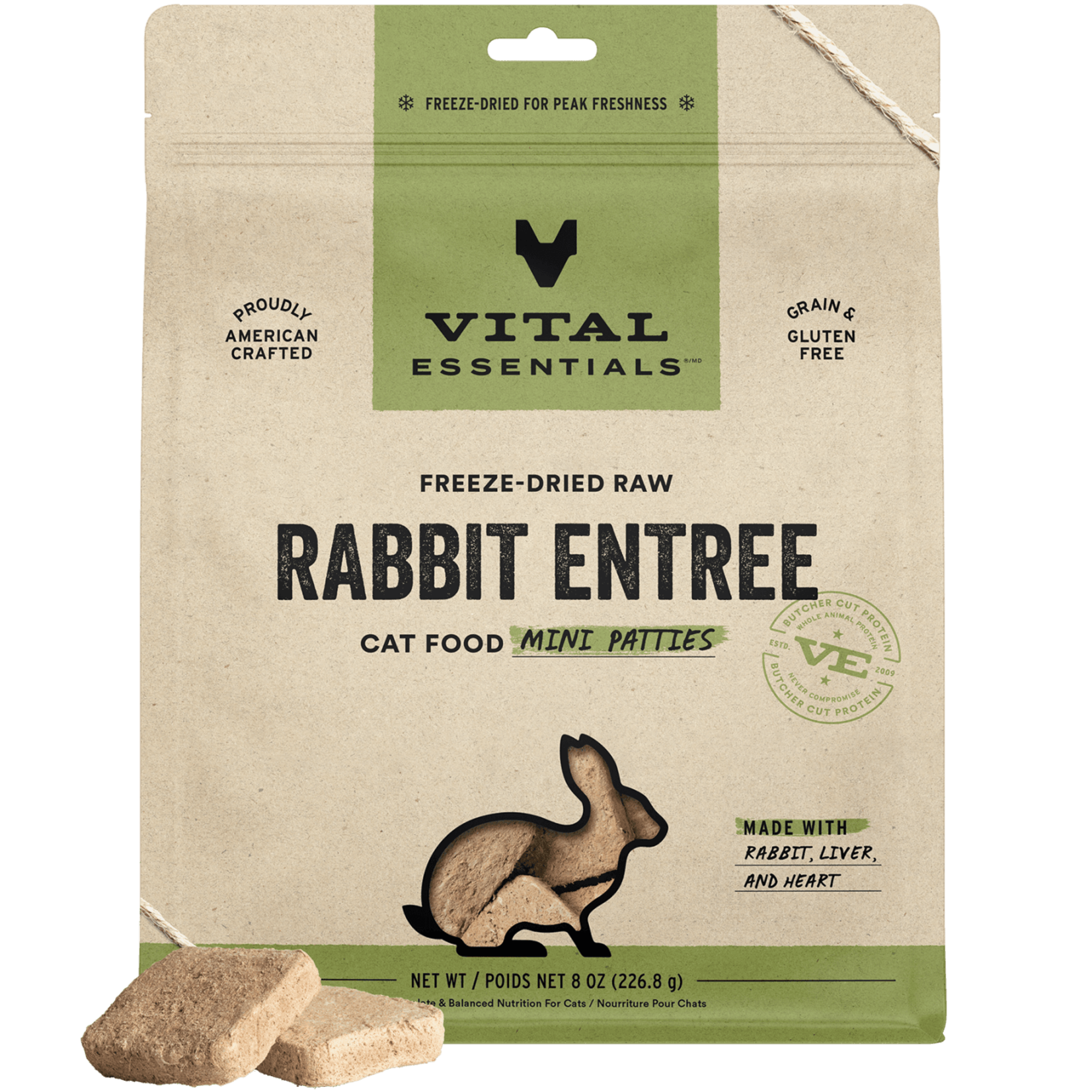 Vital Essentials Vital Cat Rabbit Mini Patties Freeze-Dried Grain Free 8oz/226.8g New Lower Price